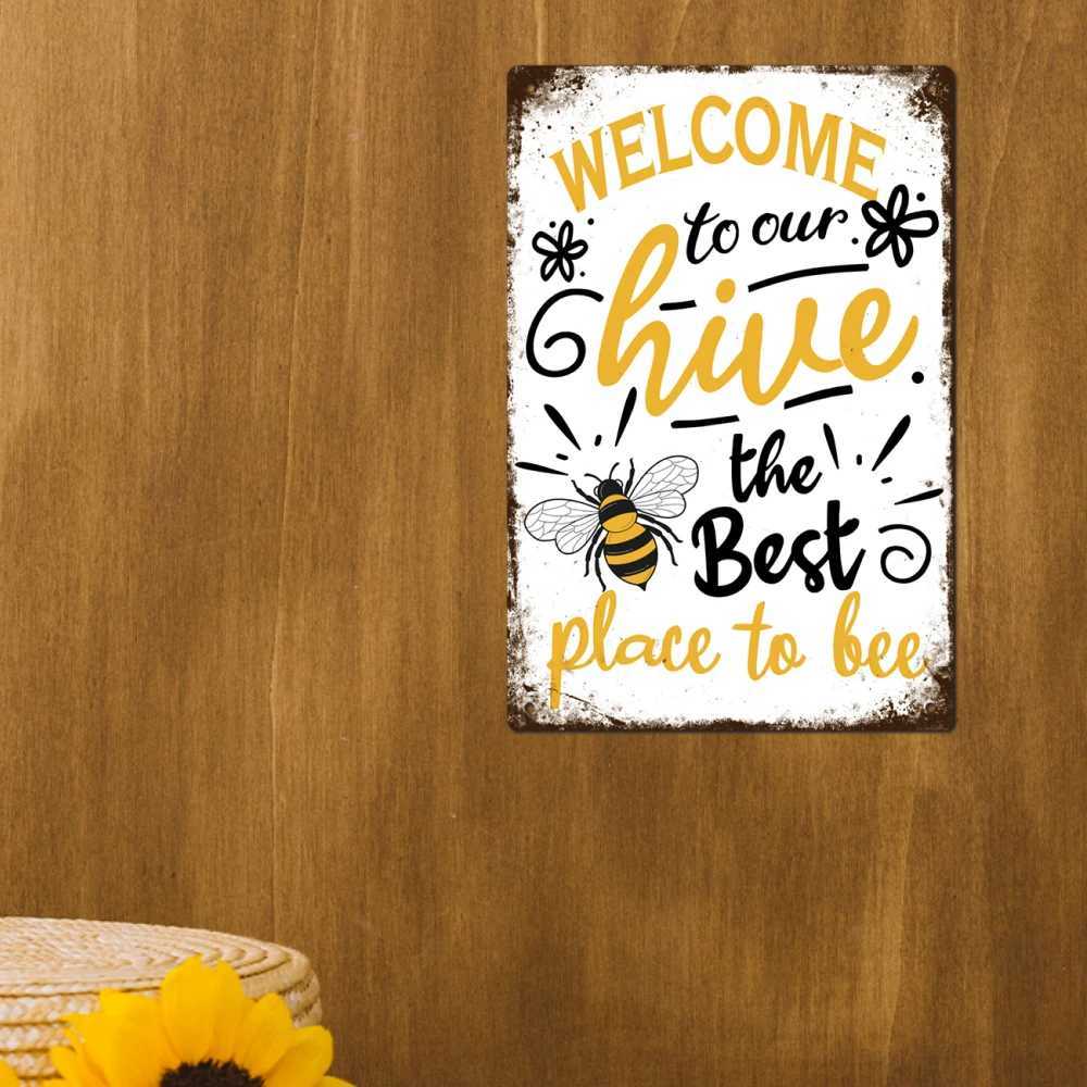 High Quality Putuo Decor Welcome Metal Signs Tin Plaque Painting Retro Bee Decoration Plate Iron Wall Art Decor for Home Bedroom Farm T250118