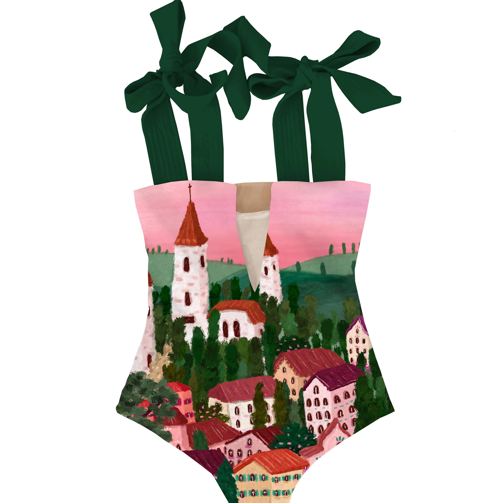 One Piece Swimsuit 2024 Cute Swimwear Women Bow Swimwear Hollow Out Bathing Suit Back crisscross Monokini Swim 250113