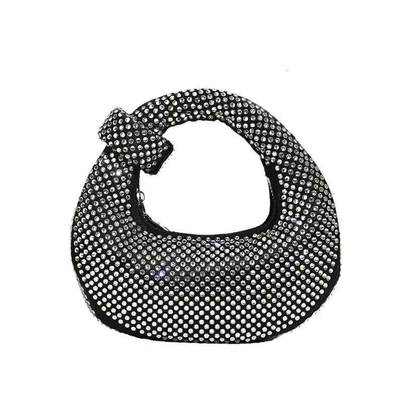 Elegant Socialite Style Women's Acrylic Dia Crescent Bag Pearl Clutch For Banquets Crossbody Handbag Sequins