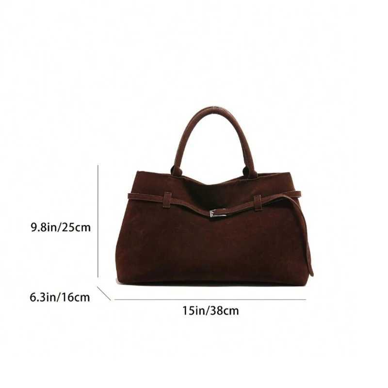 Large capacity womens handbag decoration design artificial suede Buckle casual handbag elegant womens shoulder bag new T250118