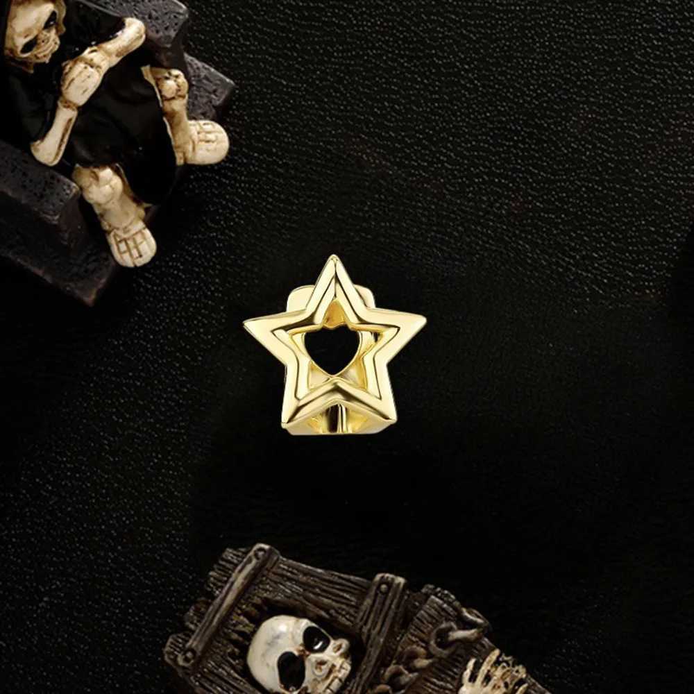 RACHELZ Hip Hop Single Hollow Star Teeth Grillz Gold Silver Color Pentagram Glossy Tooth Caps For Women Men JewelryXJ250114