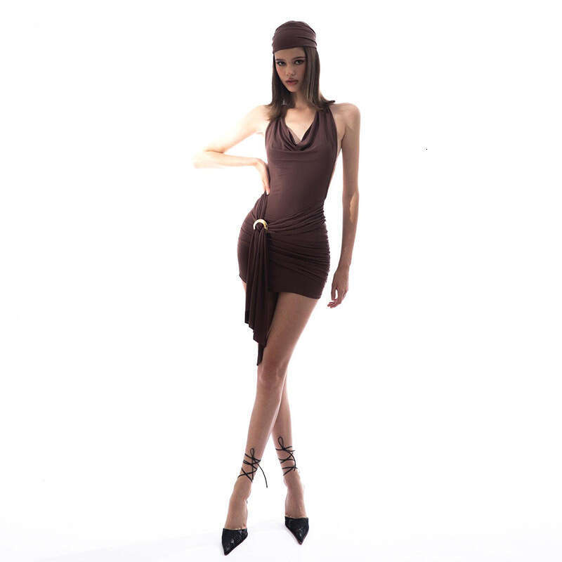 European American Ins2025 Spring Product Fashionable and Sexy Backless Sister Wind Deep V-Strap Dress New Casual Versatile Fashion Clothing