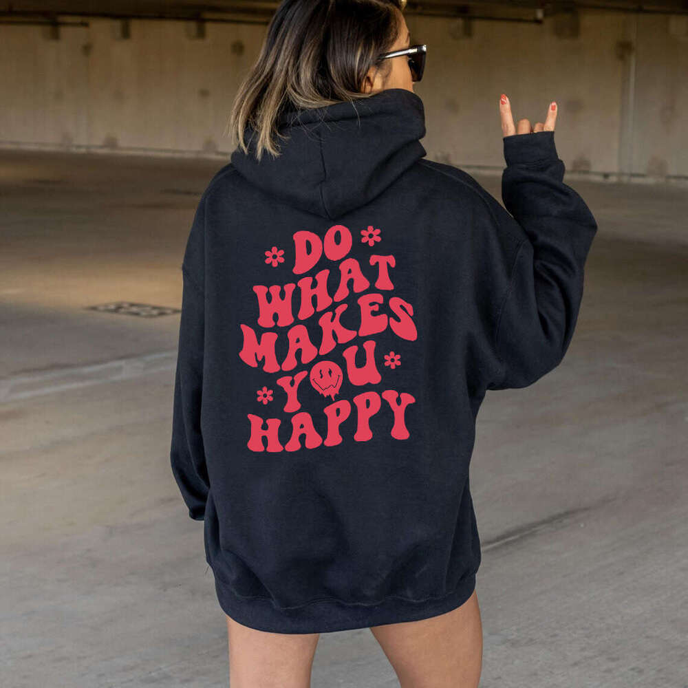 New style off shoulder sleeve letter printed top pullover men's and women's loose hooded sweatshirt