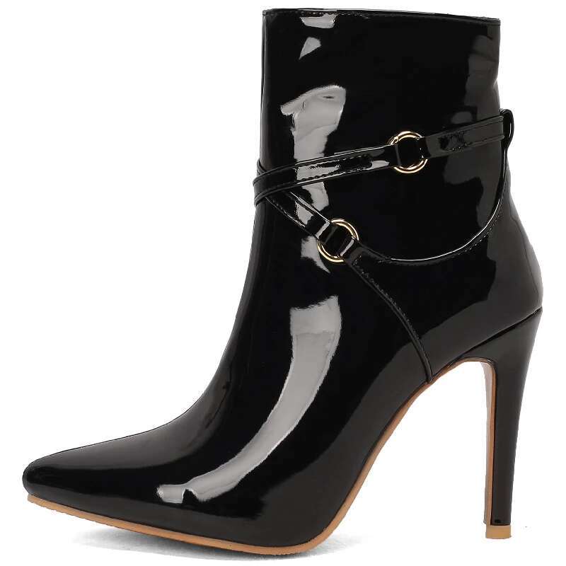 Sexy Ankle Boots Women New 2024 Point Black Green Red Short Boot Patent Leather Dance Party Shoes Lady Large Size 48 50