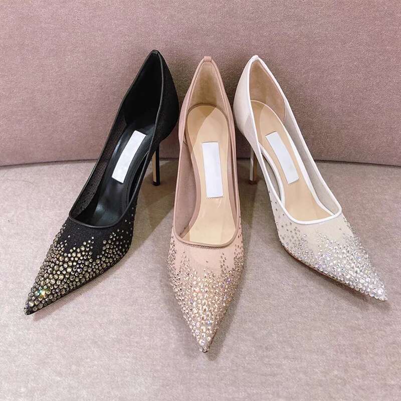 Spring And Autumn 2024 New Mesh Pointed Shallow Mouth Sexy Stiletto Shoes