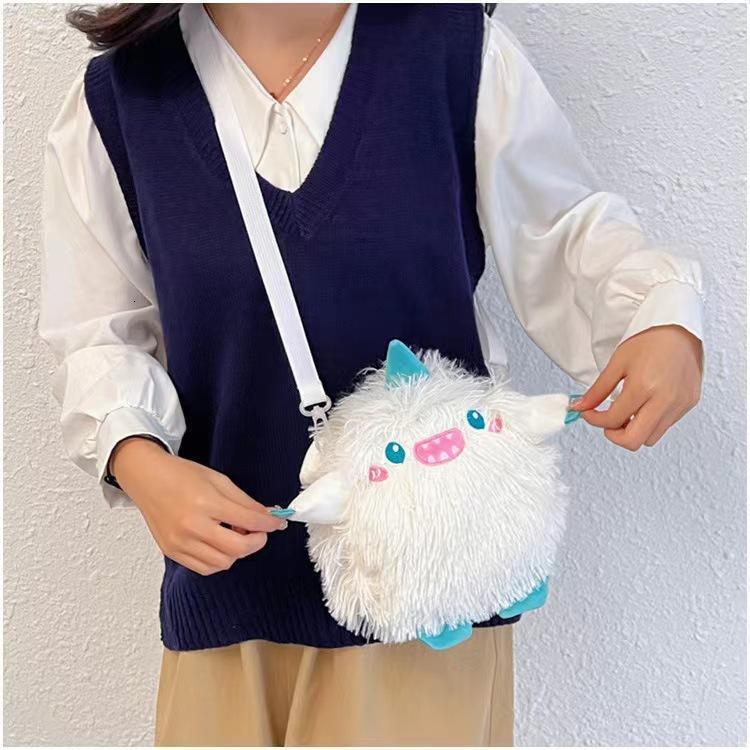 New Creative Long Hair Monster Personalized Plush Doll Girl Stylish Mobile Phone Small Shoulder Bag Gift swissmilitary