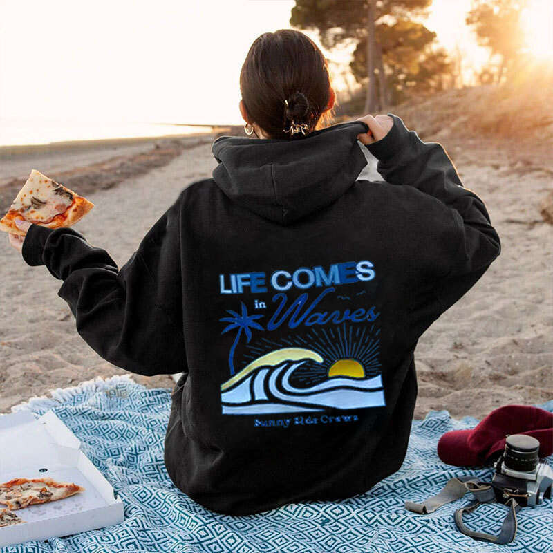 men's women's shoulder down style pullover long sleeved hoodie, fashionable and casual, high-quality printed hoodie