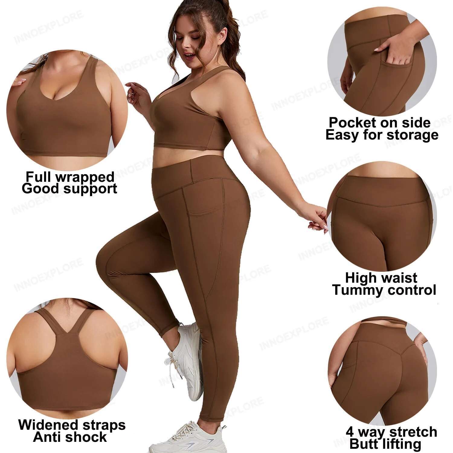 Ddmyoutdoor China Domestic Yoga Set XL Plus Size Workout Oufit Curvy Sports Bra Gym Leggings Stretch Fiess Suit Tight Fitting Women Activewear