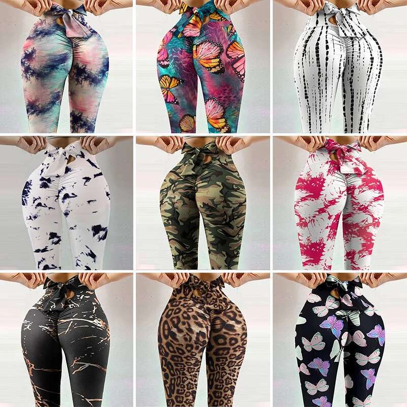 Ddmyoutdoor China Domestic Summer Sexy Women Workout Seamless Tights Trousers Fiess Gym Pants Butterfly Print Push Up Yoga Sport Leggings