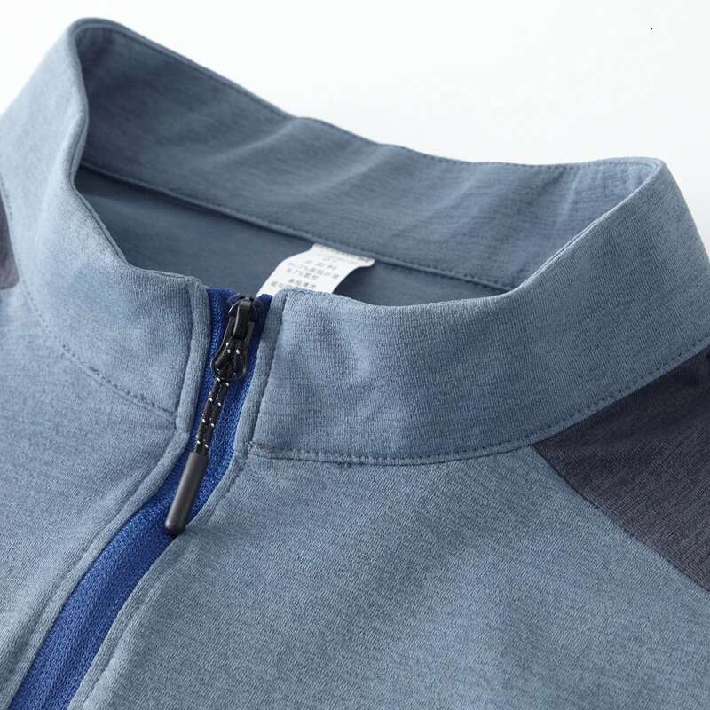 Ddmyoutdoor China Domestic Fashion Running Shirts Men Gym Workout Dry Quick Bodybuilding Jerseys Half Zipper Patchwork Outdoor Training Long Sleeve