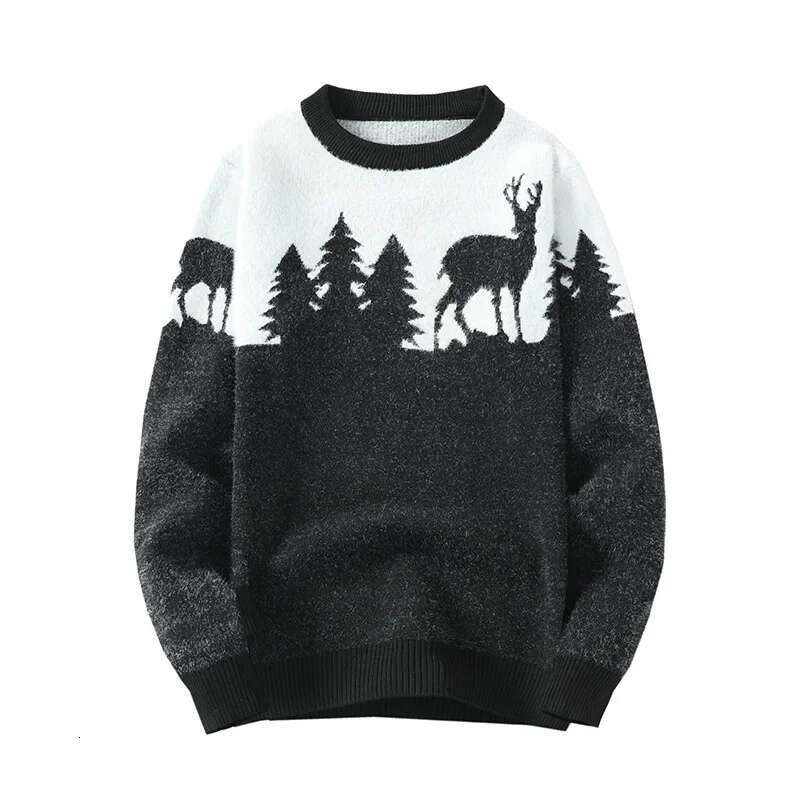 Men's Long Sleeve Round Neck Casual Jacquard Pullover Base Layer Top Youth Sweater Underlayer