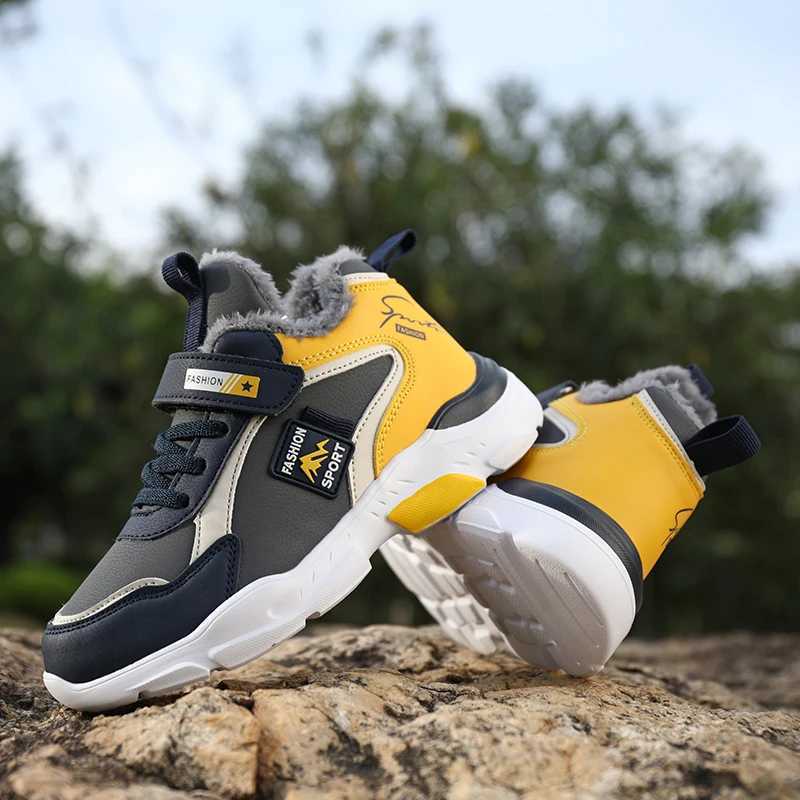 Kids Casual Shoes Winter Boys Leather 5-15y Children Tennis Fashion Sneakers Toddlers Fur Outdoor Footwear Size 28-39XJ250118