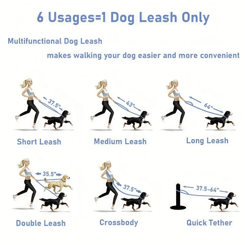 Adjustable Multi-Use Dog Tether Lightweight and Breathable Material