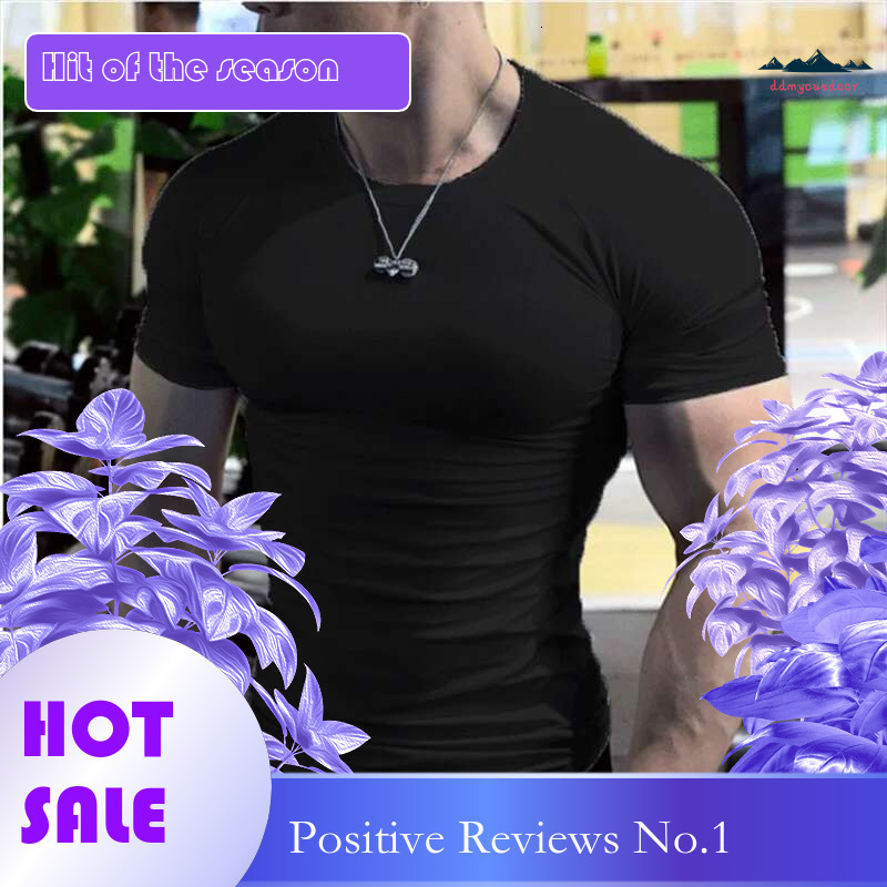 Ddmyoutdoor China Domestic Summer Compression Gym T Men Bodybuilding Fiess Shirt Short Sleeve Running Football Tshirts Sport Top Man Soccer Clothes
