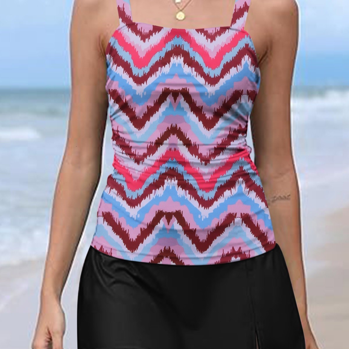 New Sexy Colored Bra and Suspended Skirt Tankini Split Women's Swimming Suit