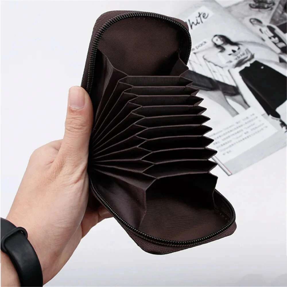 2024 New Vintage Genuine Leather Men's Wallet Credit Holder RFID Blocking Zipper Money Pouch Card Protect Case Pocket Purse swissmilitary