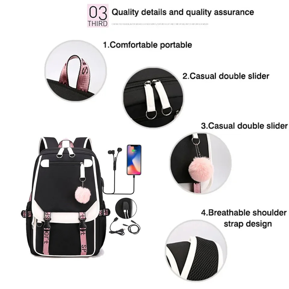 Anime Kamado Tanjirou Backpack Teenagers Outdoor Large Capacity Backpack High Quality Zipper Anime Backpacks 250109