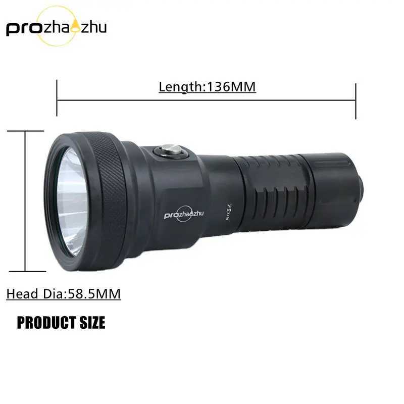 Aluminum Alloy 2500 Lumen LED Diving Light IP68 Waterproof 00M Underwater Rechargeable Scuba Diving TorchW241227