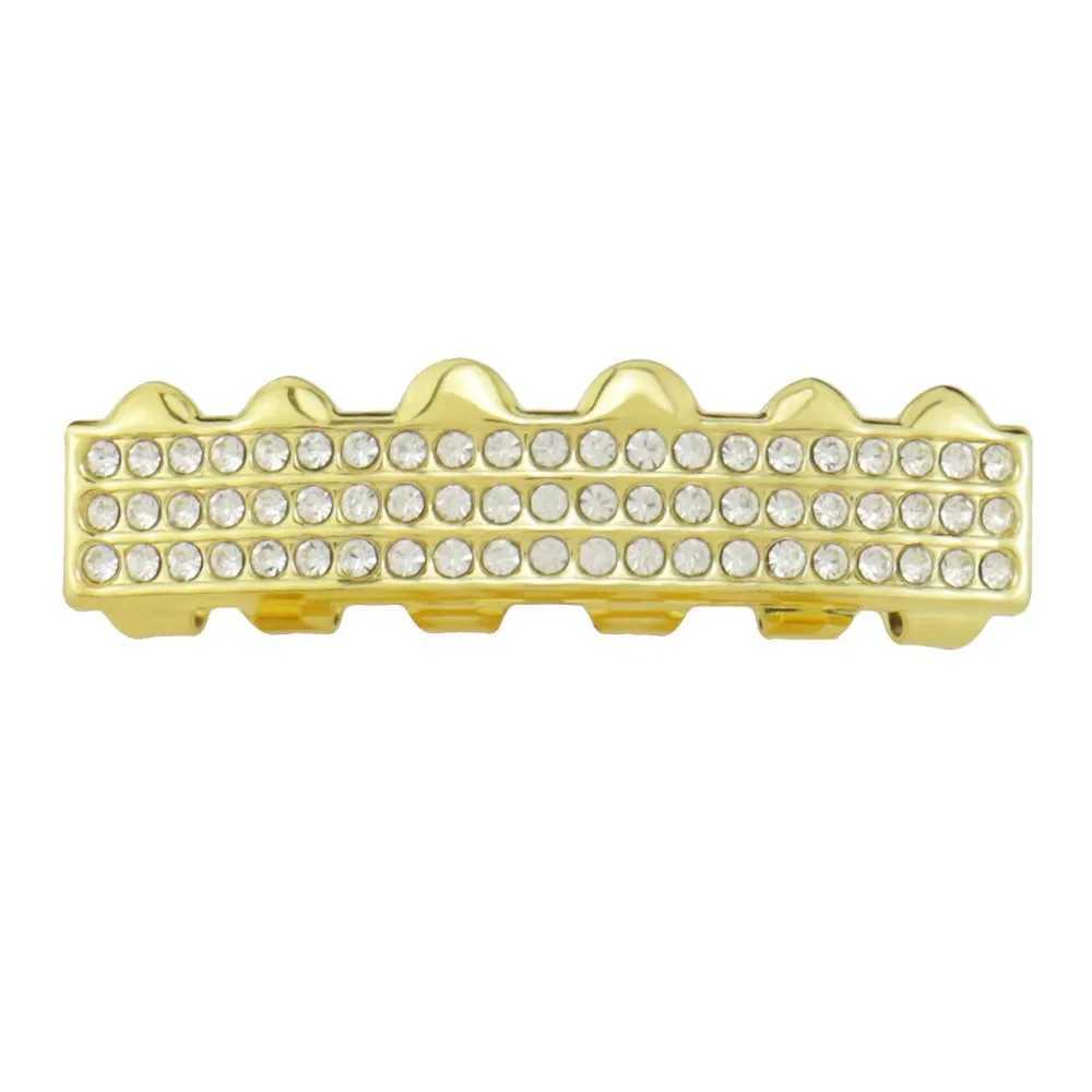 Hip Hop Paved CZ Teeth Grillz Top Bootom Set Men Gold Silver Color Zircon Teeth Grillz Dental Cosplay Party Jewelry GiftXJ250114