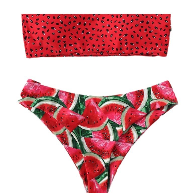 New Sexy Watermelon Printed Bra Split Women's Bikini Swimwear
