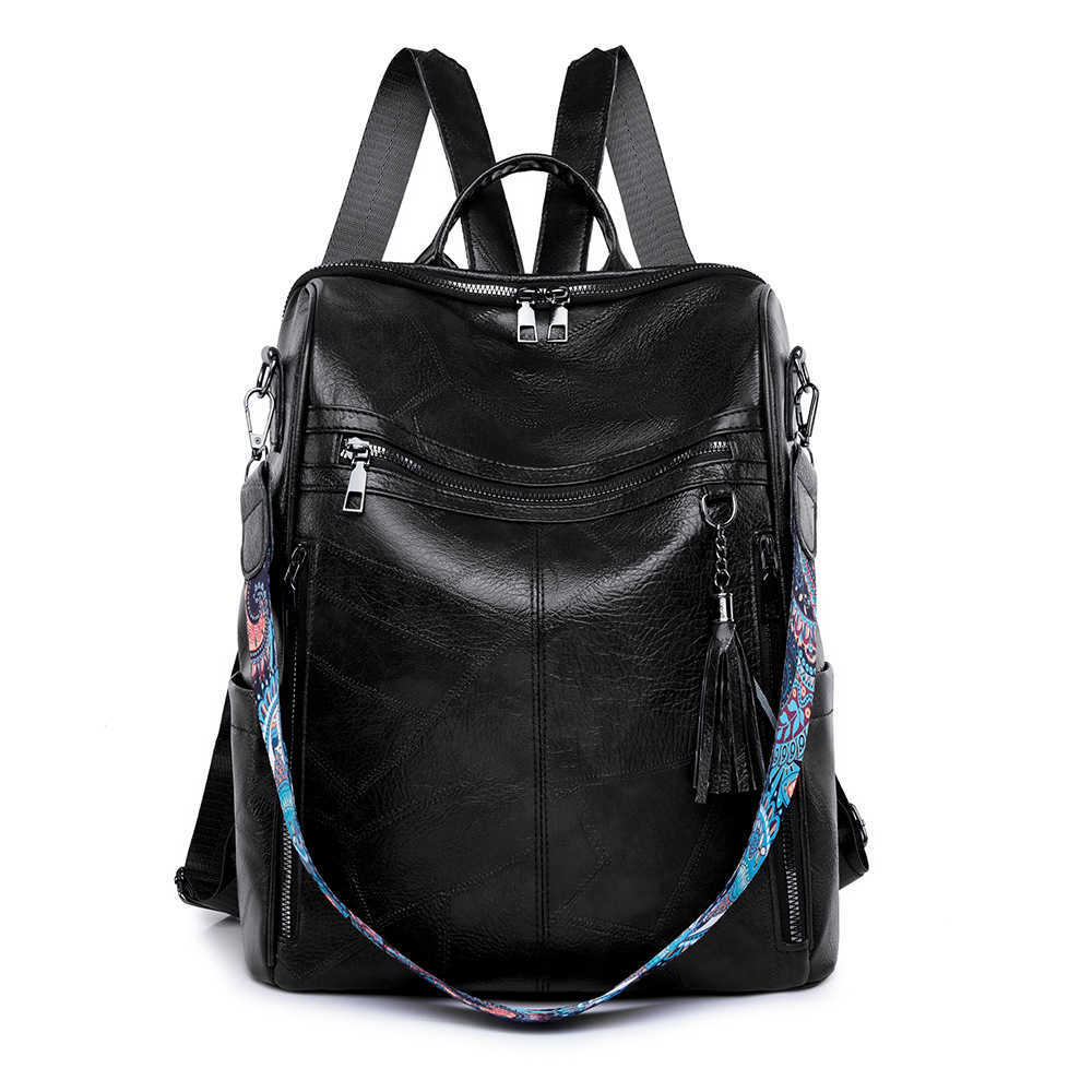 new casual womens soft leather multifunctional backpack simple and versatile large capacity PU backpack
