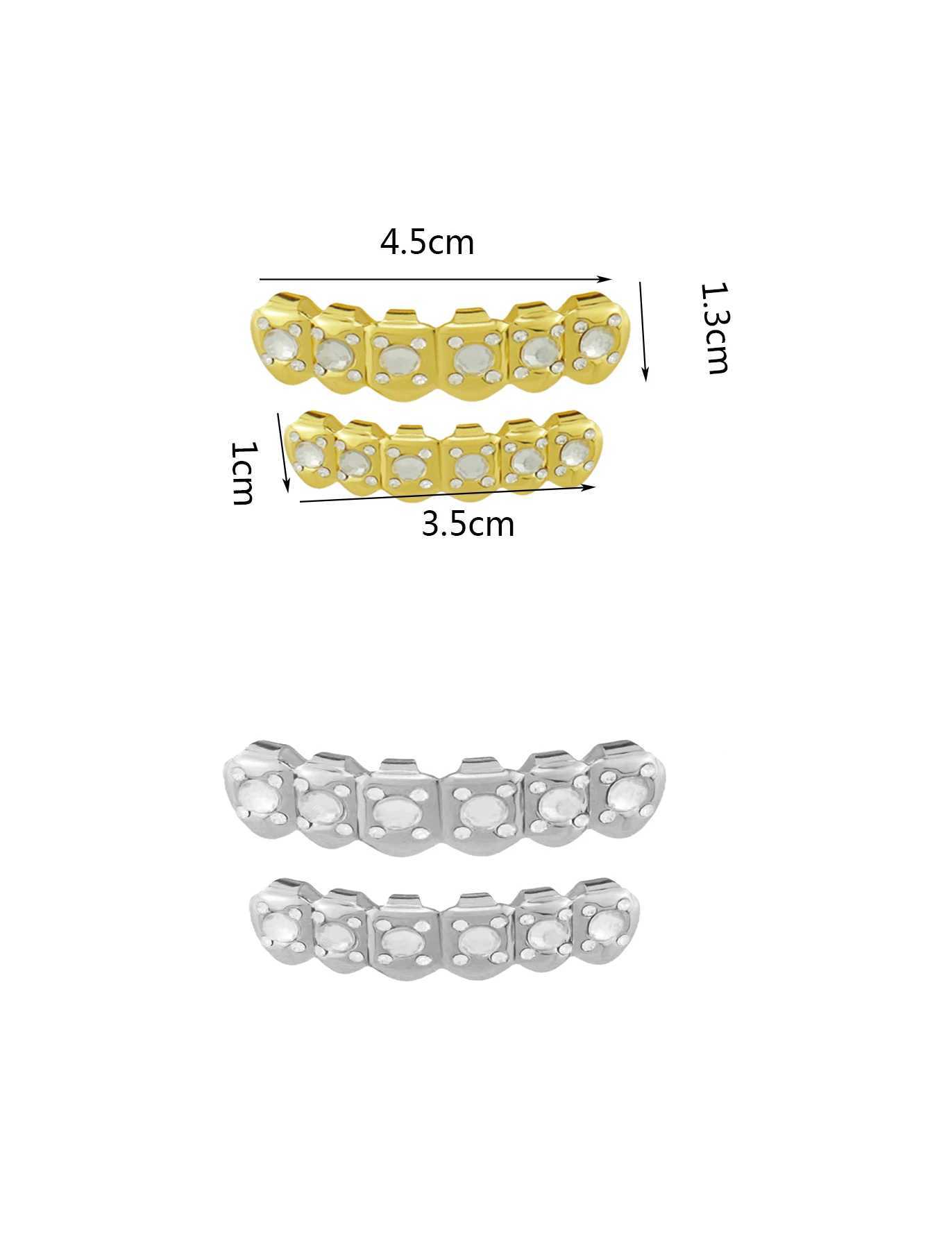 1PC copper-plated irregular zircon occlusal braces for men and women Halloween props teeth jewelryXJ250114