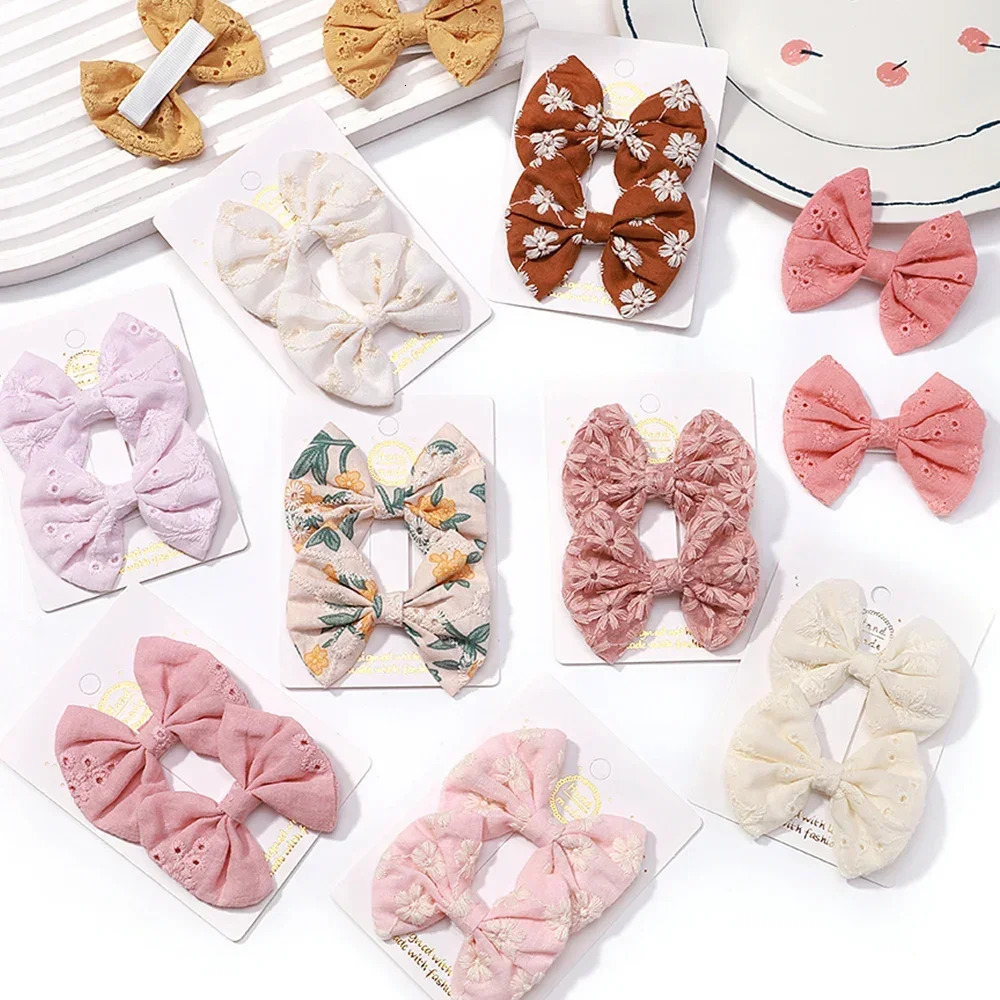 2Pcslot Baby Mini Hair Bows Clips Cotton Soft Hairpin for Girl Cheer Bowknot Barrettes Children Headwear Accessories 250117