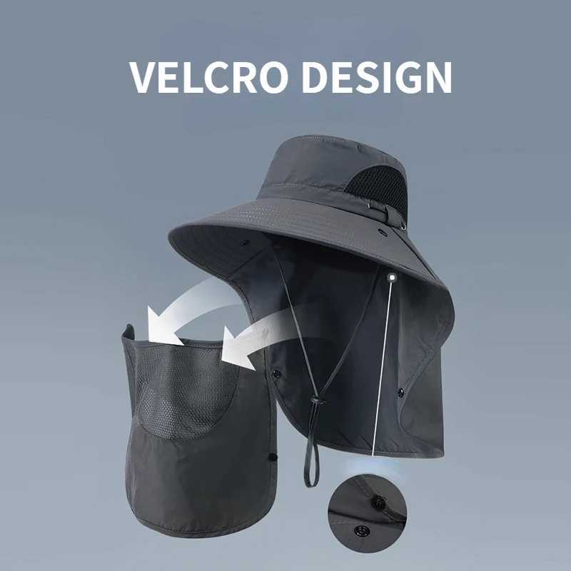 Sunblock Hat Mens Neck Guard UV Protection Fishing Mountaineering Hat Outdoor Breathab Fisherman Hat Windproof Large EavesXJ250116