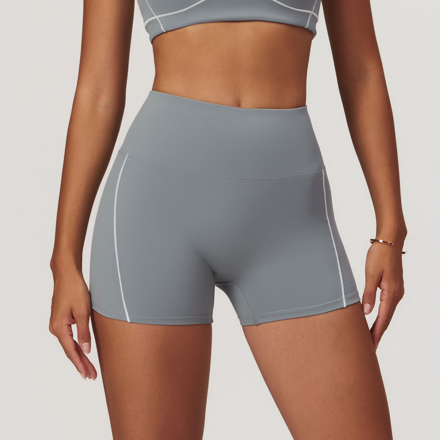 Nude Feeling Skinny Yoga Shorts High Waisted Hip Lifting Outer Wear Fitness Shorts Women Running Sweatpants
