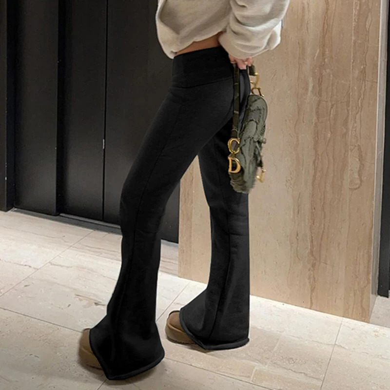 Darlingaga Casual Solid Low Waist Autumn Sweatpants Rolled Korean Fashion Skinny Flared Trousers Cuffs Harajuku Boot Cut Pants 250113