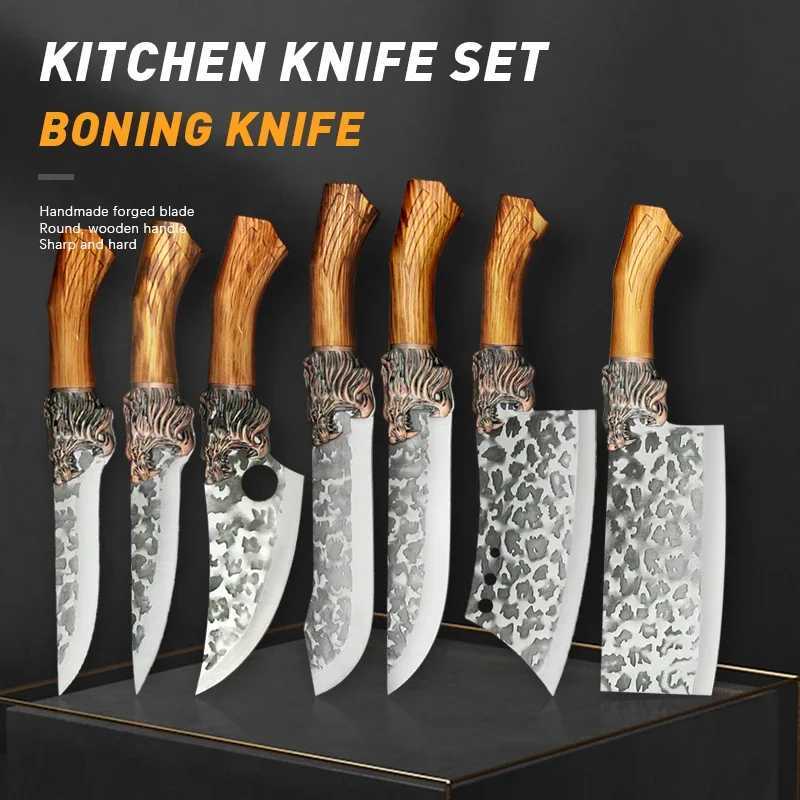 2025 New 6-inch Meat cleaver for Home chefs Hand forged Chef Knife High quality sharp stainless steel 3cr13mov Kitchen Knife setXJ250117