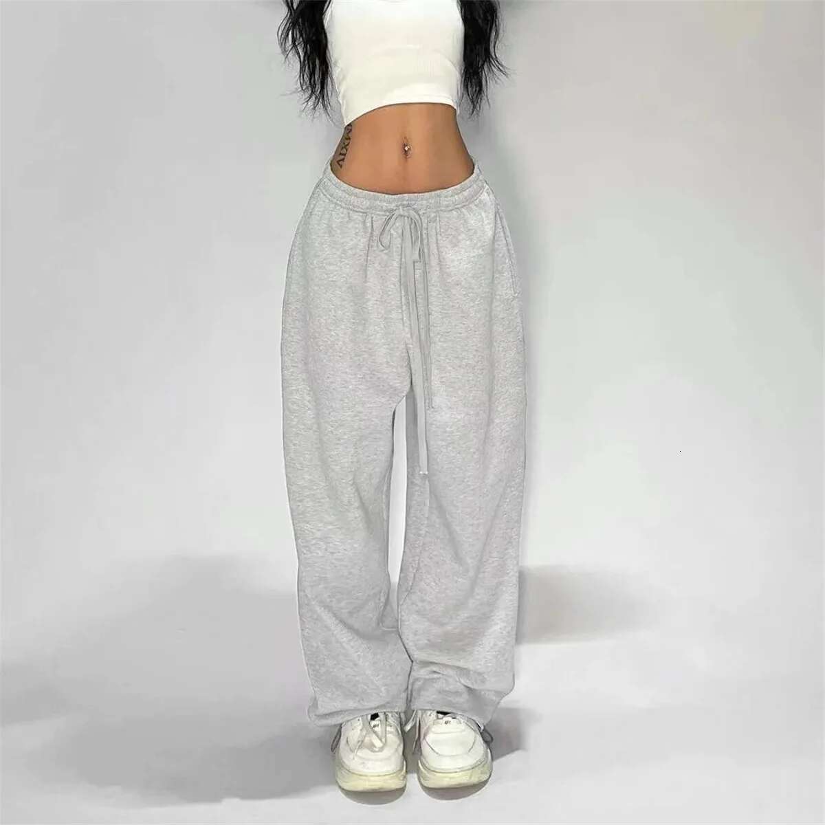 Solid Loose Sweatpants Women Wide Leg American Retro Pant Female Joggers Baggy Pants Hip Hop Oversized Trousers