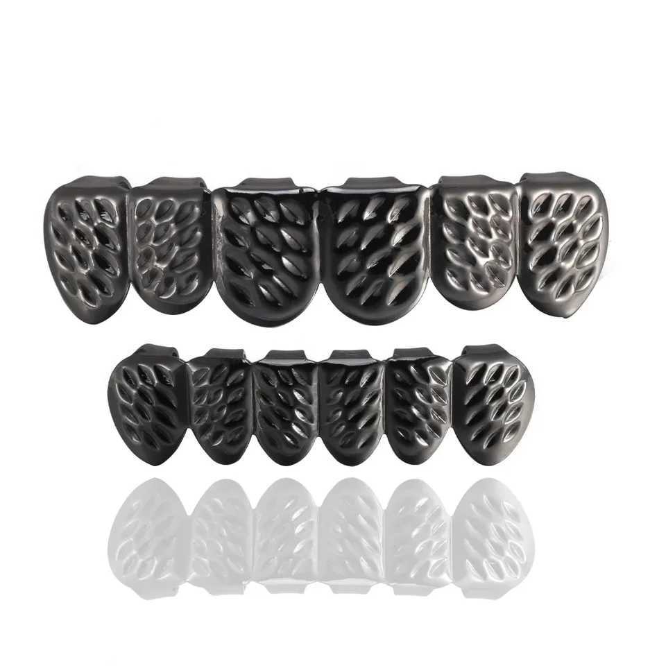 Teeth Grillz Hip Hop Rock Rapper Teeth Protector Upper and Lower Braces Gold Color Silver Color 1Set Halloween Dental GrillsXJ250114