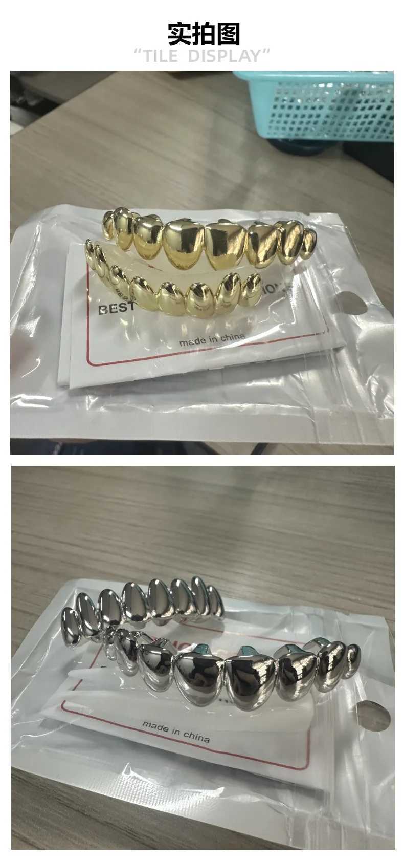 New Smooth Surface Shape Iced Out Teeth Grillz Hip Hop Top Bottom Grills Dental Mouth Punk Teeth Caps Cosplay Party TG121XJ250114