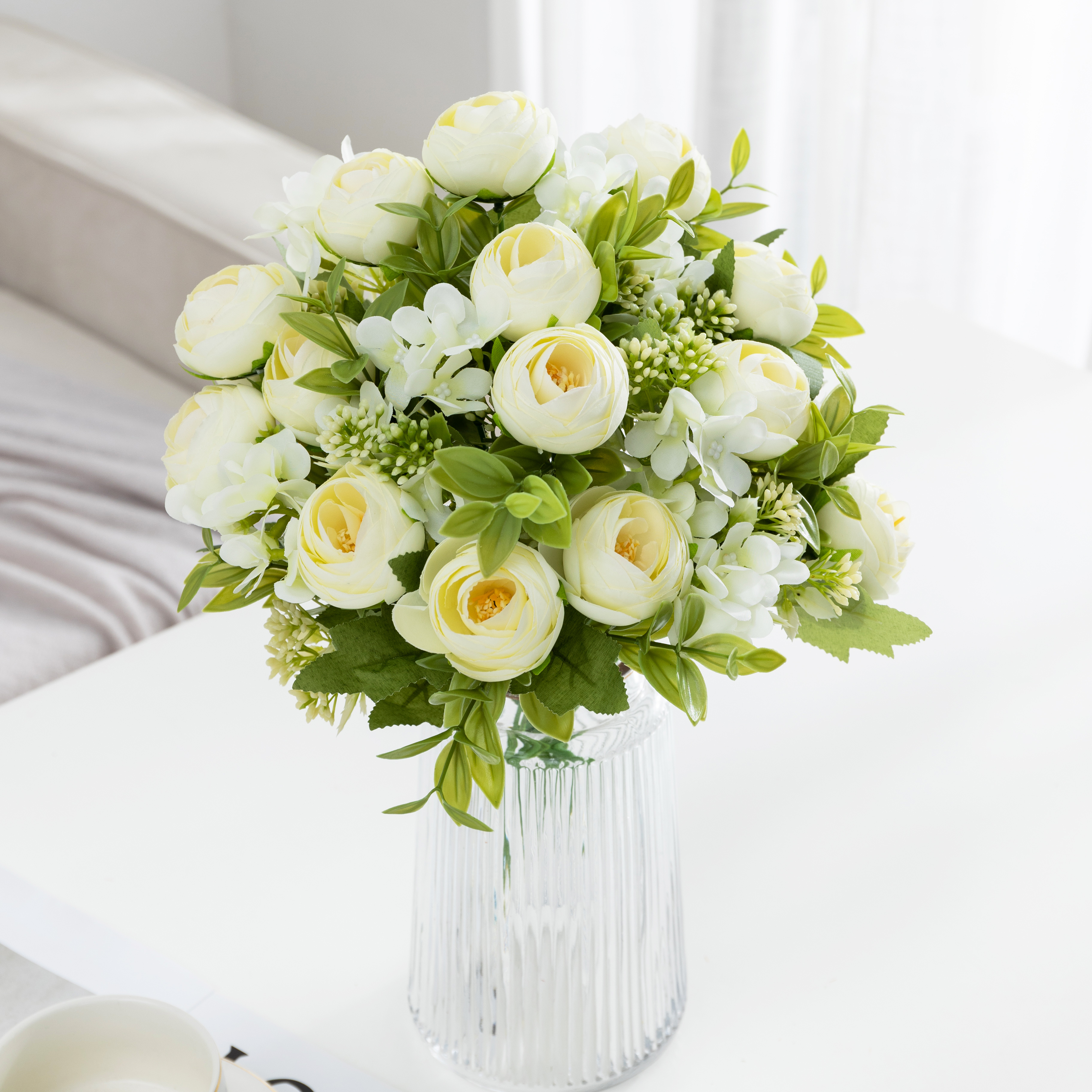 Faux Flowers DIY Kit Realistic Simulated Tea Roses with Multiple Forks for Creative Table Scapes