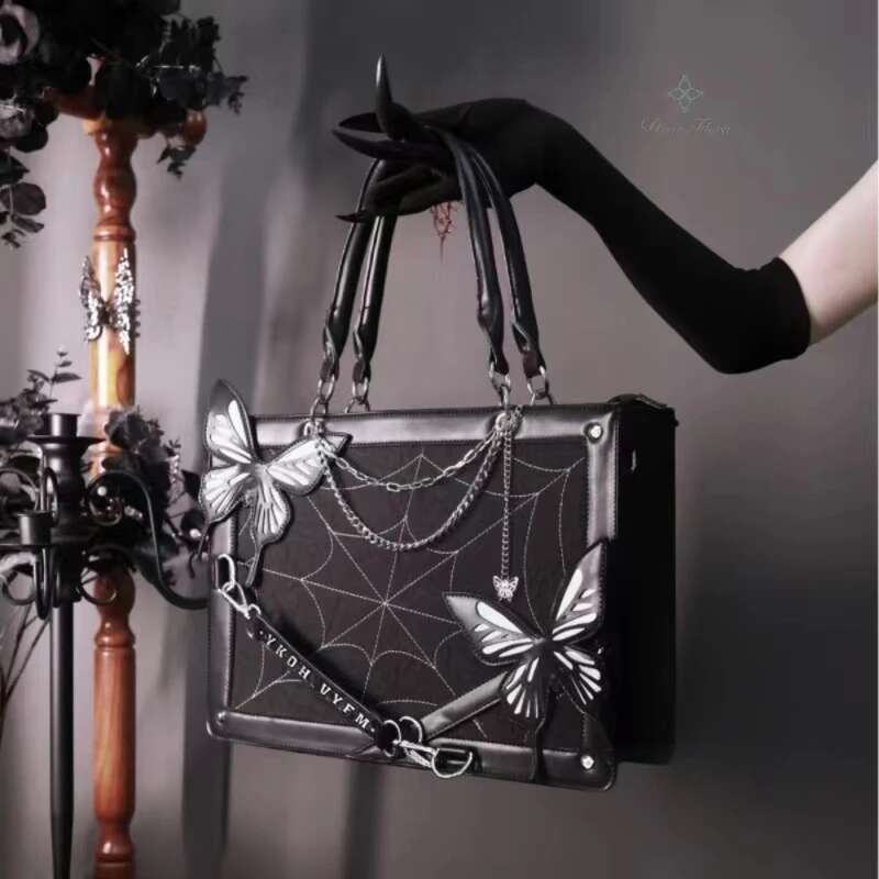 Y2k Labyrinth Butterfly Spider Web Letter Chain Handbags DIY Transparent Ita Lolita Gothic Tote Vintage Fashion Shoulder Bag