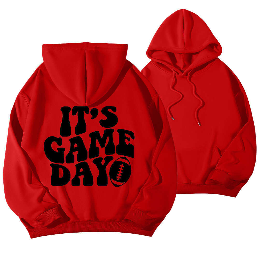 new American hooded letter football printed hoodie sweatshirt loose casual women's trend iins