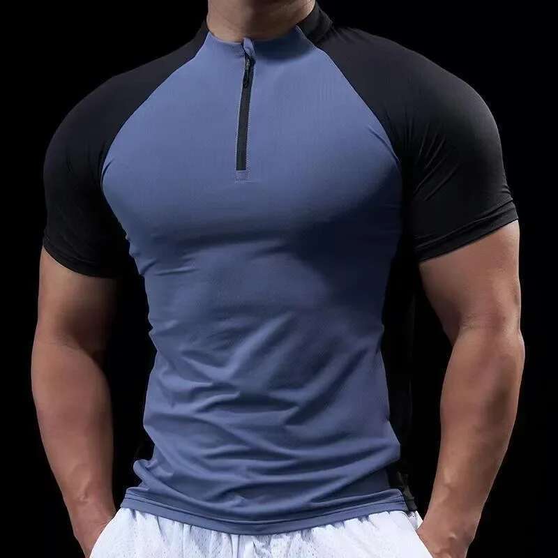 Ddmyoutdoor China Domestic Men Fiess Trainer Training T Shirts Workout Gym Compression Sweatshirt Running Football Jersey Man High Collar Sportswear T