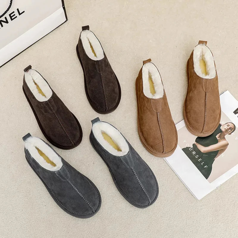 Winter Cotton Shoes for Men and Women Casual Cotton Shoes Flat Bottom Plush Loafers Shallow Mouth Thickened Home Cotton Slippers250114bj