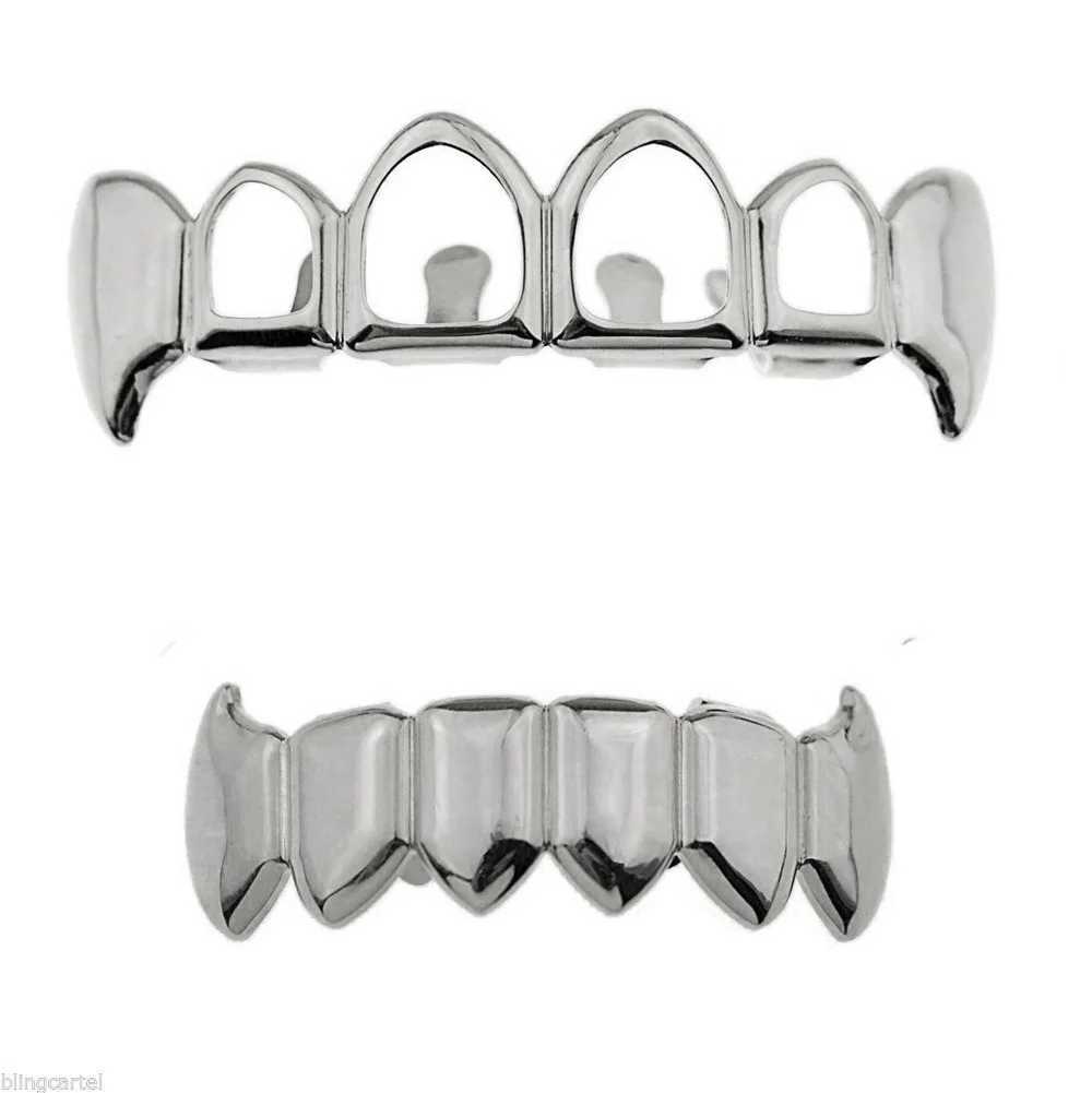 1set 4Color Hip Hop Gold Color Teeth Grillz Gold Plated Dental Grills Rock Tooth Grillz Caps Crystal Teeth Caps HalloweenXJ250114