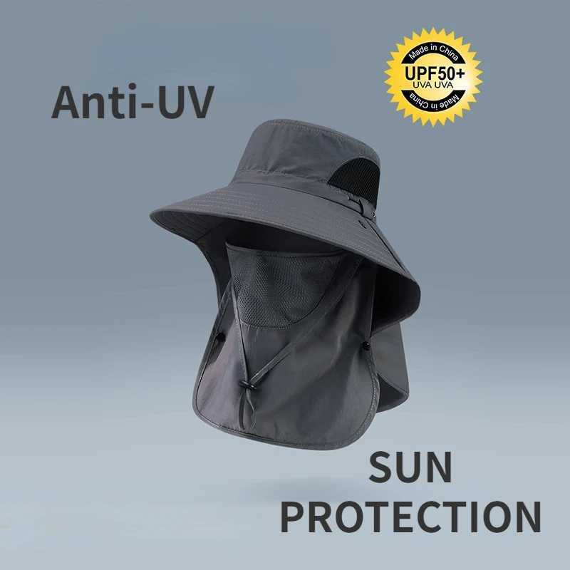 Sunblock Hat Mens Neck Guard UV Protection Fishing Mountaineering Hat Outdoor Breathab Fisherman Hat Windproof Large EavesXJ250116