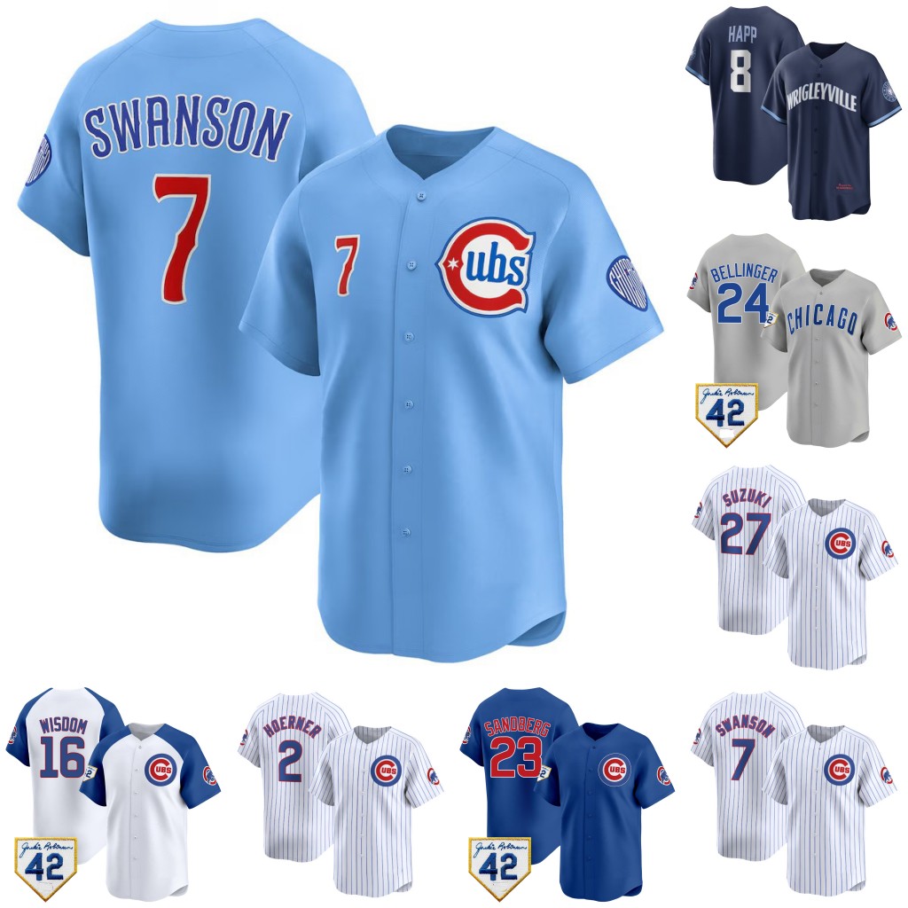 Chicago Swanson Cub Baseball Jerseys Tucker Crow-Armstrong Happ Suzuki Alcantara Sandberg Hoerner Cowles Thielbar Steele Roberts Palencia Pearson Morgan Little