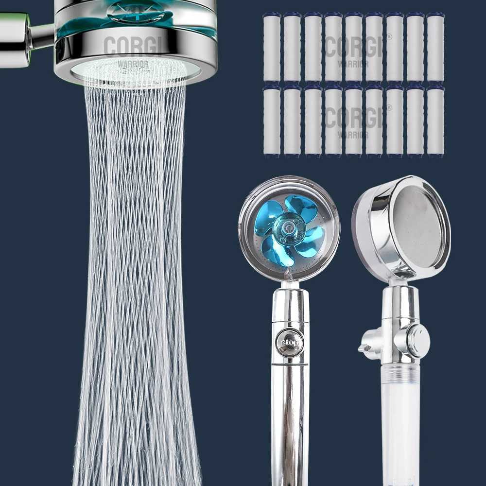Bathroom Shower Heads High Pressure Shower Head Handheld Turbo Hydro Jet Shower Head 360 Degrees Rotating with Replacement Hose Bracket Cotton Filters