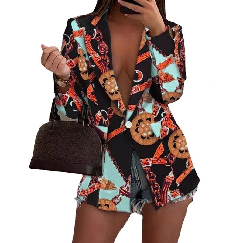Women's Autumn And Winter New Long-Sleeved Fashion Sexy Printed Small Suit Jacket