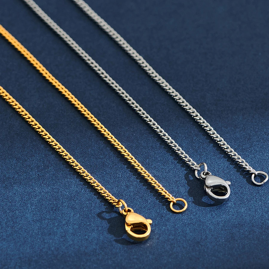 2mm Wide Stainless Steel Link Chain Necklace for Men and Women Silver Color Gold Available Length 1430 250114