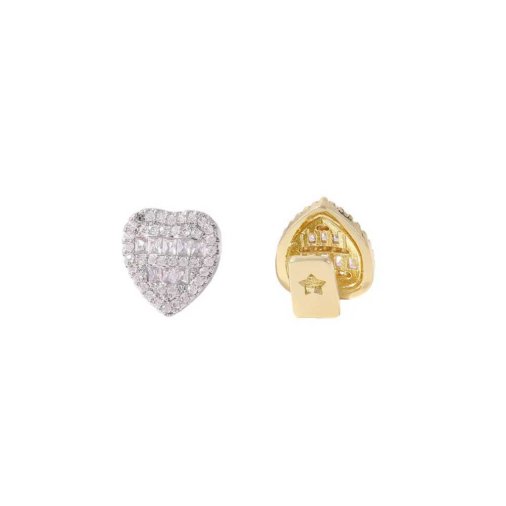 Hip Hop Rapper Single Shackle Teeth Grillz Cap Dental Braces Zircon Gold Silvery Color Metal Personality Tooth JewelryXJ250114