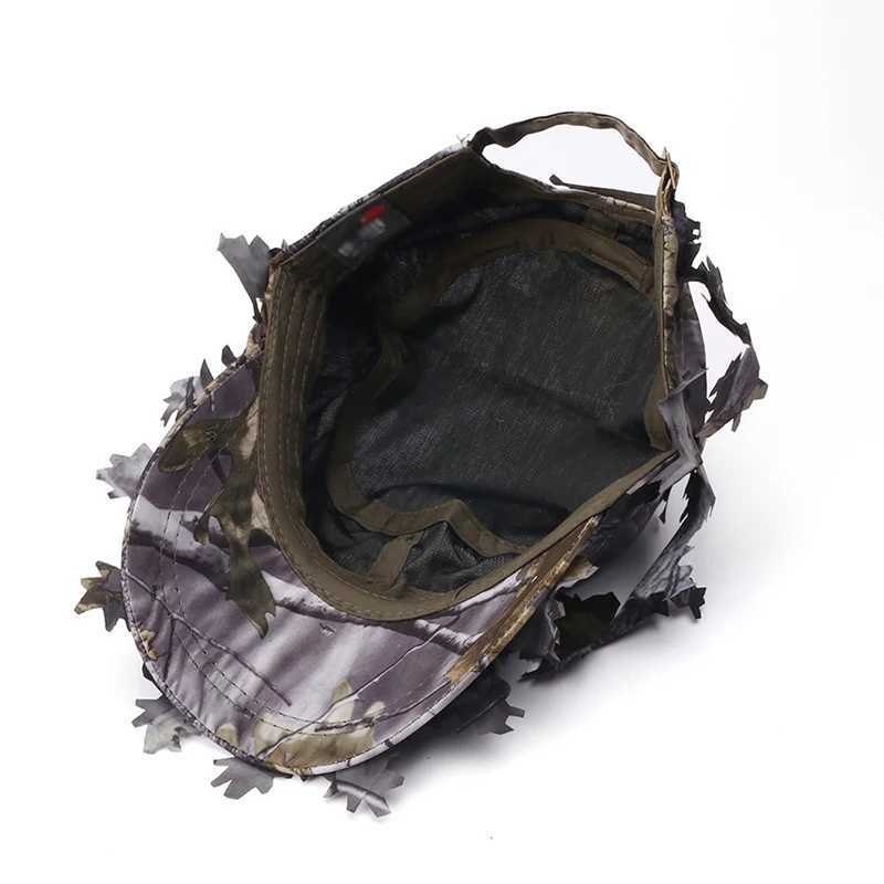 Camouflage Outdoor Tactical with 3D Bionic af Camo Hunting Hat Hidden Jung Sniper Hat Sun ProtectionXJ250116
