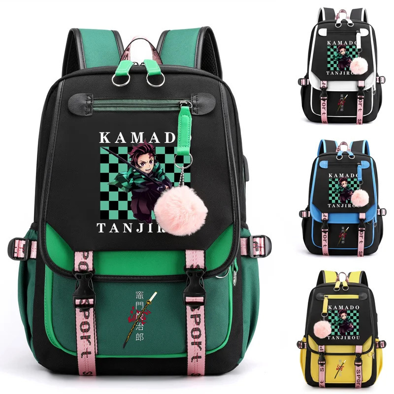 Anime Kamado Tanjirou Backpack Teenagers Outdoor Large Capacity Backpack High Quality Zipper Anime Backpacks 250109