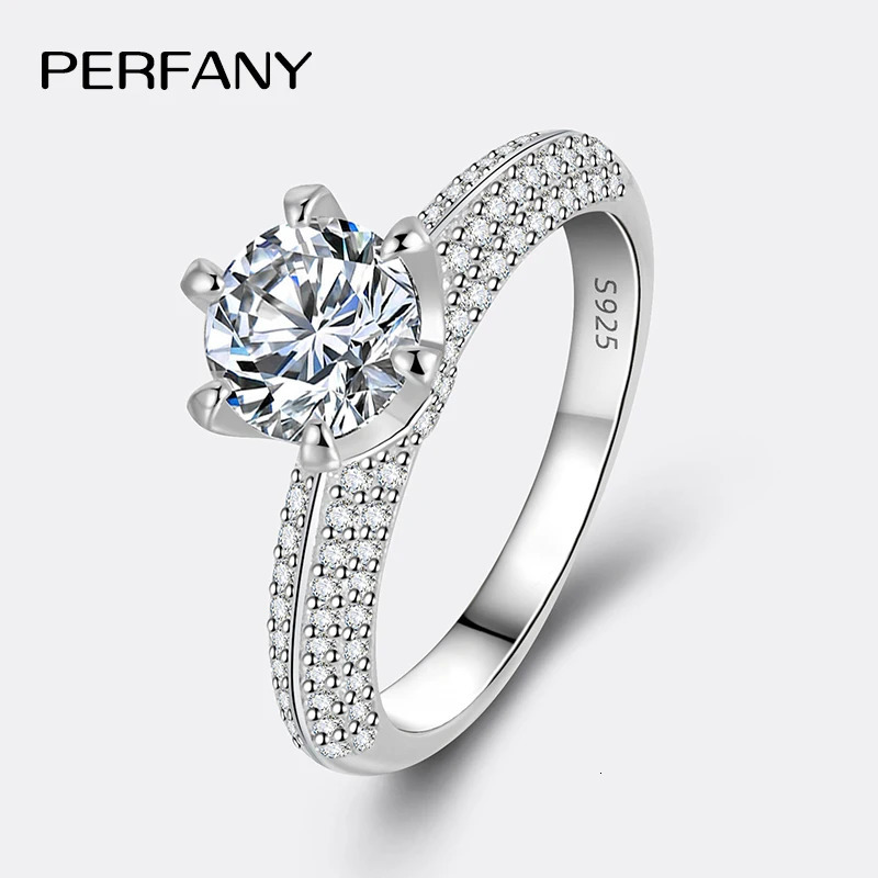PERFANY 2CT Ring for Women S925 Pure Silver Laboratory Certified Cultivated Diamonds Eternal Wedding Jewelry 250110