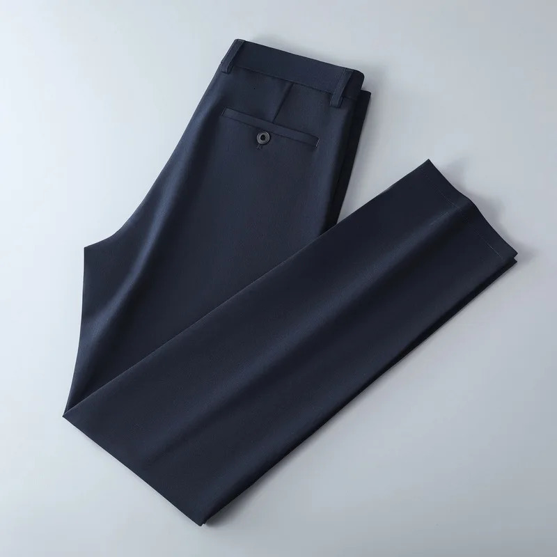 Male Smart Casual Pants Stretchy Sports Mens Fast Dry Trousers Spring Autumn Full Length Straight Office Black Navy Work 250110
